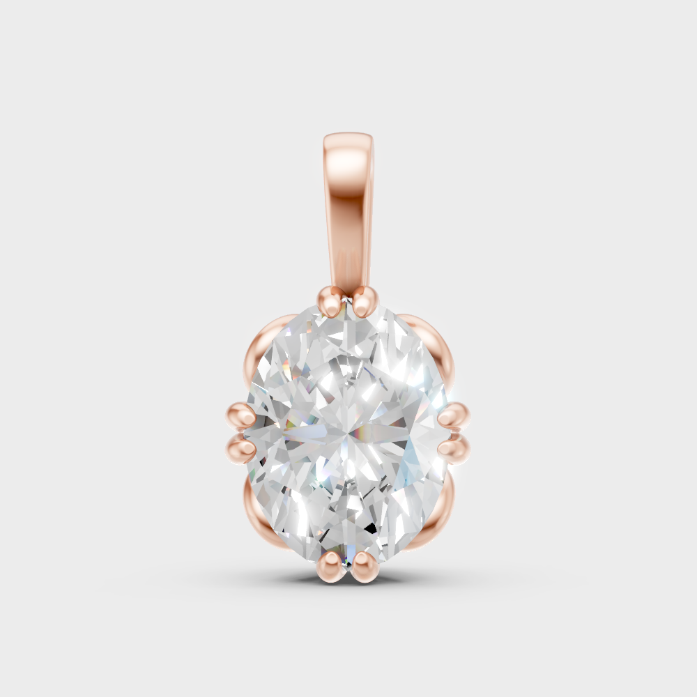 Rose Gold Oval Diamond Pendant Without Chain